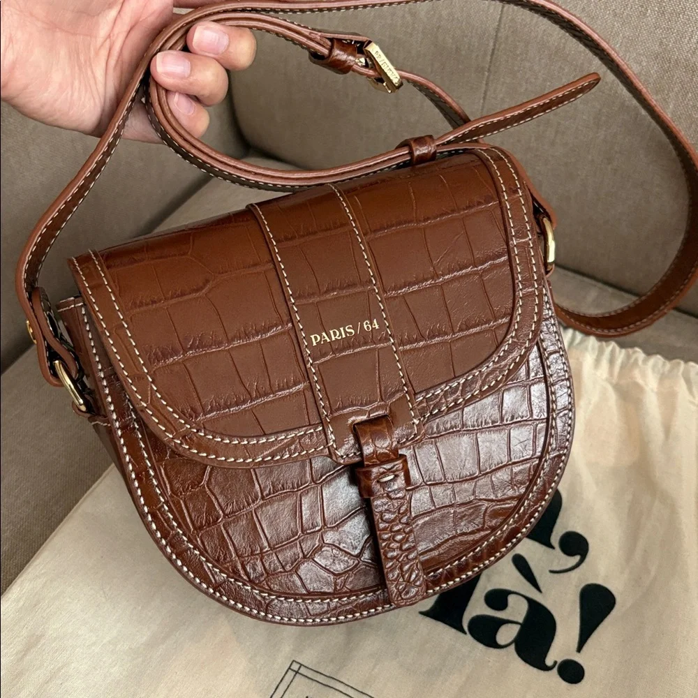 Paris/64 mini croc tressor crossbody bag - Picture 1 of 12